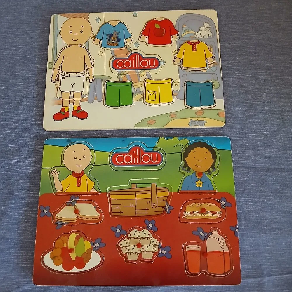 Wooden puzzle Caillou : Dress up + Pique -nique used